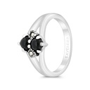 Sterling Silver 925 Ring Embedded With Natural Black Agate And Marcasite Stones