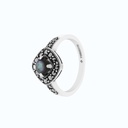 Sterling Silver 925 Ring Embedded With Natural Blue Shell And Marcasite Stones