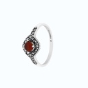 Sterling Silver 925 Ring Embedded With Natural Aqiq And Marcasite Stones