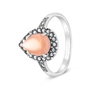 Sterling Silver 925 Ring Embedded With Natural Pink Shell And Marcasite Stones