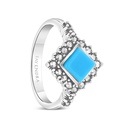 Sterling Silver 925 Ring Embedded With Natural Processed Turquoise And Marcasite Stones