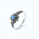 Sterling Silver 925 Ring Embedded With Natural Processed Turquoise And Marcasite Stones