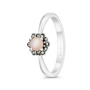 Sterling Silver 925 Ring Embedded With Natural Pink Shell And Marcasite Stones