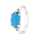 Sterling Silver 925 Ring Embedded With Natural Processed Turquoise And Marcasite Stones