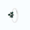 Sterling Silver 925 Ring Embedded With Natural Green Agate And Marcasite Stones