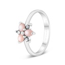 Sterling Silver 925 Ring Embedded With Natural Pink Shell And Marcasite Stones