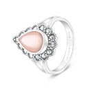 Sterling Silver 925 Ring Embedded With Natural Pink Shell And Marcasite Stones