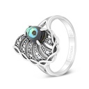 Sterling Silver 925 Ring Embedded With Natural Blue Shell And Marcasite Stones