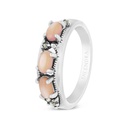 Sterling Silver 925 Ring Embedded With Natural Pink Shell And Marcasite Stones