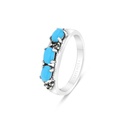 Sterling Silver 925 Ring Embedded With Natural Processed Turquoise And Marcasite Stones