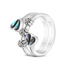 Sterling Silver 925 Ring Embedded With Natural Blue Shell And Marcasite Stones