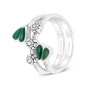 Sterling Silver 925 Ring Embedded With Natural Green Agate And Marcasite Stones