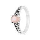 Sterling Silver 925 Ring Embedded With Natural Pink Shell And Marcasite Stones