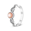 Sterling Silver 925 Ring Embedded With Natural Pink Shell And Marcasite Stones