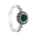 Sterling Silver 925 Ring Embedded With Natural Green Agate And Marcasite Stones