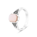 Sterling Silver 925 Ring Embedded With Natural Pink Shell And Marcasite Stones