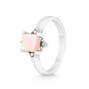 Sterling Silver 925 Ring Embedded With Natural Pink Shell And Marcasite Stones