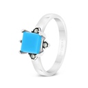 Sterling Silver 925 Ring Embedded With Natural Processed Turquoise And Marcasite Stones