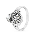 Sterling Silver 925 Ring Embedded With Natural White Shell And Marcasite Stones