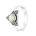 Sterling Silver 925 Ring Embedded With Natural White Shell And Marcasite Stones