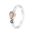 Sterling Silver 925 Ring Embedded With Natural Pink Shell And Marcasite Stones