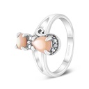 Sterling Silver 925 Ring Embedded With Natural Pink Shell And Marcasite Stones