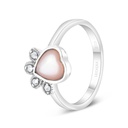 Sterling Silver 925 Ring Embedded With Natural Pink Shell And Marcasite Stones