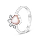 Sterling Silver 925 Ring Embedded With Natural Pink Shell And Marcasite Stones