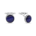 Sterling Silver 925 Cufflink Rhodium And Black Plated Embedded With Blue Tiger Eye