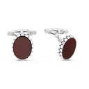 Sterling Silver 925 Cufflink Rhodium And Black Plated Embedded With Red Agate