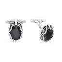 Sterling Silver 925 Cufflink Rhodium And Black Plated Embedded With Black Spinel Stone 