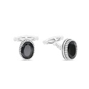 Sterling Silver 925 Cufflink Rhodium And Black Plated Embedded With Black Spinel Stone 