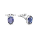 Sterling Silver 925 Cufflink Rhodium And Black Plated Embedded With Sapphire Corundum 