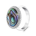 Sterling Silver 925 Ring Rhodium And Black Plated Embedded With Blue Shell For Men