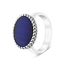 Sterling Silver 925 Ring Rhodium And Black Plated Embedded With Blue Tiger Eye For Men