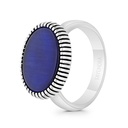 Sterling Silver 925 Ring Rhodium And Black Plated Embedded With Blue Tiger Eye For Men