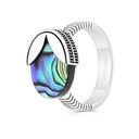 Sterling Silver 925 Ring Rhodium And Black Plated Embedded With Blue shell For Men 