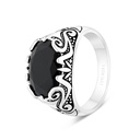 Sterling Silver 925 Ring Rhodium And Black Plated Embedded With Black CZ For Men