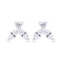 Sterling Silver 925 Earring Rhodium Plated Embedded With White Zircon