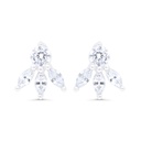 Sterling Silver 925 Earring Rhodium Plated Embedded With White Zircon