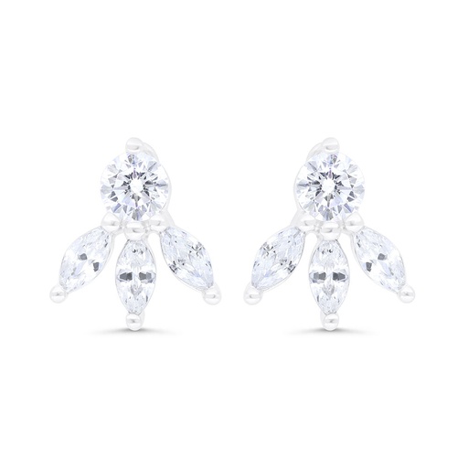 [EAR01WCZ00000C139] Sterling Silver 925 Earring Rhodium Plated Embedded With White Zircon