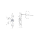 Sterling Silver 925 Earring Rhodium Plated Embedded With White CZ