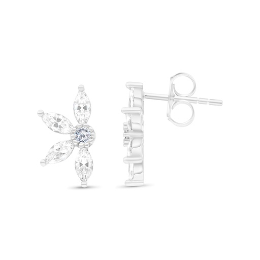 [EAR01WCZ00000C140] Sterling Silver 925 Earring Rhodium Plated Embedded With White CZ