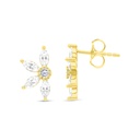 Sterling Silver 925 Earring Gold Plated Embedded With White CZ