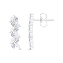 Sterling Silver 925 Earring Rhodium Plated Embedded With White CZ