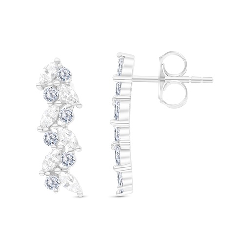 [EAR01WCZ00000C141] Sterling Silver 925 Earring Rhodium Plated Embedded With White CZ