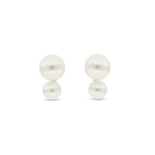 [EAR01PRL00000C147] Sterling Silver 925 Earring Rhodium Plated Embedded With White Shell Pearl 