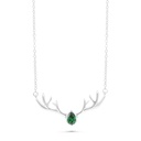 Sterling Silver 925 Necklace Rhodium Plated Embedded With Emerald Zircon