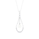 Sterling Silver 925 Necklace Rhodium Plated Embedded With White Shell Pearl And White CZ