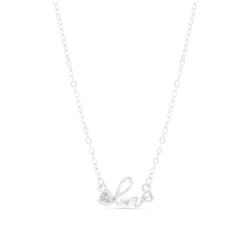 [NCL01WCZ00000B228] Sterling Silver 925 Necklace Rhodium Plated Embedded With White CZ